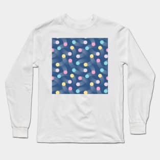 Colorful pastel tennis balls over blue background Long Sleeve T-Shirt